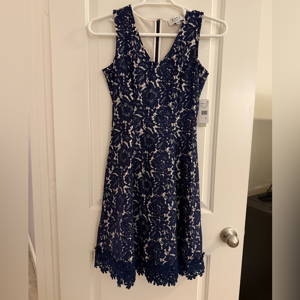 New with tags navy and cream dress
